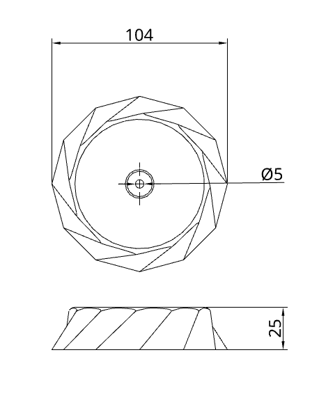Deckenabdeckung Ø104 mm aus PLA – 3D-gedruckt mit Schraubdurchführung