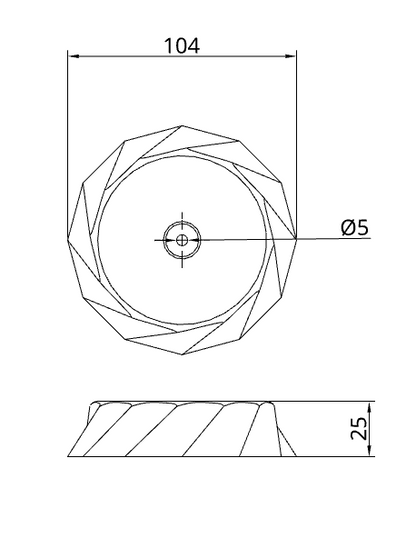 Deckenabdeckung Ø104 mm aus PLA – 3D-gedruckt mit Schraubdurchführung